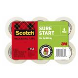 Scotch Sure Start Packing Tape, Clear, Holiday Wrapping Tape with Quiet Unwind and Easy Start, 1.88 in. x 25 yd., 5 Tape Rolls, Packaging May Vary