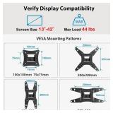 Pipishell Full Motion TV Wall Mount for Echo Show 21/15 and 13-42 Inch Flat Curved Screen TVs & Monitors, Max VESA 200x200mm up to 44lbs, TV Mount Wall Bracket with Rotation Swivel Tilt Extension