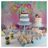 FESTLOVE Set of 8 Blue Cake Stands Donut Holder Round Metal Dessert Display Risers Cupcake Stand Serving Platter for Weddings Birthday Baby Showers Anniversary Party