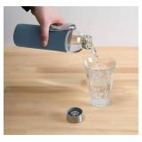 Epica glass bottles with lids 18oz glass water bottles, reusable juice bottle with lids for storing juices, reusable water bottle durable & ecofriendly set of 6 with Sleeves