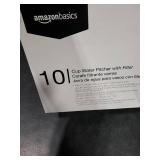 Amazon Basics 10-Cup Pitcher with Filter Compatible with Brita Water Filter Pitcher for Clean, Crisp Water, WQA and NSF Certified, Made in Europe