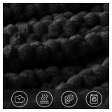 BEDELITE Fleece Blanket Throw XL for Bed Couch, 3D Jacquard Decorative Black Throw, Soft and Cozy Warm Plush Fuzzy Blanket All Seasons Suitable, 50x70Inches