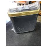 Procade Office Trash Can with Lid, Black Bathroom Trash Can with Gold Edge, Modern Narrow Garbage Can with Legs, Slim Plastic Trash Bin for Bedroom, Living Room,Kitchen,Toilet, 4 Gallon