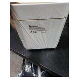 Pukomc Automatic Small Sensor Trash Can with Touchless Lid, 2.3 Gallon / 9L Smart Garbage Can, Quiet Close White Gold Waste Bin - Perfect for Kitchen, Living Room & Small Spaces