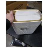 Pukomc Automatic Small Sensor Trash Can with Touchless Lid, 2.3 Gallon / 9L Smart Garbage Can, Quiet Close White Gold Waste Bin - Perfect for Kitchen, Living Room & Small Spaces