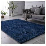 TABAYON Luxury 6x9 Modern Indoor Home Living Room Area Rugs, Anti-Skid Soft Fluffy Shag Fur Bedroom Rugs for Home Decor Navy Black
