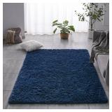 TABAYON Luxury 6x9 Modern Indoor Home Living Room Area Rugs, Anti-Skid Soft Fluffy Shag Fur Bedroom Rugs for Home Decor Navy Black