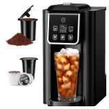 SHARDOR Single Serve Coffee Maker 2.0, Hot and Iced Coffee Machine for K Cup Pods & Ground Coffee, 6 to 14 oz Brew Sizes, 50 oz Removable Water Tank, Bold Brew Setting, Stainless Steel, Black