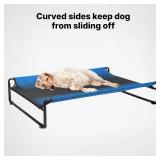 Veehoo Original Outdoor Elevated Dog Bed, Cooling Raised Dog Cot for Large Dogs, Portable Standing Pet Hammock Platform with Washable Breathable Mesh, No-Slip Feet, XX-Large, Black Silver, CWC2201