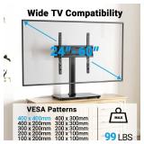 PERLESMITH Universal Swivel TV Stand for 24-60 inch TVs up to 99 lbs, 8 Height Adjustable Table Top TV Stand, TV Base Stand with Tempered Glass Base, Max VESA 400x400mm, PSTVS33