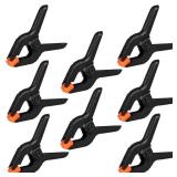 12 Pack Plastic Spring Clamps, 3.5inch Small Heavy Duty Clips for Crafts, Backdrop Stand, Woodworking, Photography Studios (Black)