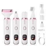 Electric Razors for Women, Bikini Trimmer 4 in 1 Lady Shaver, Wet/Dry Cordless Hair Remover for Nose Hair Face Eyebrow Arms Legs Armpit Underarm Pubic Area Electric Grooming Set LED Display