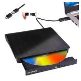 External DVD Drive USB 3.0 Type-C USB Portable Player for Laptop CD DVD +/-RW Disk Drive CD ROM Burner Writer CD/DVD Burner Reader Compatible with Desktop Windows Linux OS Apple MacBook