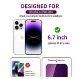Ifaeveus 2 Pack Privacy Screen Protector for iPhone 14 Pro Max Tempered Glass 6.7inch Private Saver Anti-Spy Anti-Blue Light Eye Protection Anti-Scratch Full Coverage