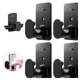 5/8 No Drill Curtain Rod Brackets for Poles Upgrade Adhesive Renter Friendly Nail Free Curtain Rod Hooks No Drilling Curtain Rod Holders Self Adhesive Curtain Rod Hooks Up to 25 lb (4Pcs Black)