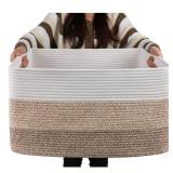 OIAHOMY Large Blanket Basket, 22x17x12 Rectangle Woven Baskets, Nursery Blanket Storage Living Room, Toy Storage With Handle, Large Baskets for Organizing-Gradient Yellow