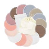 wegreeco Nursing Breast Pads (14 Pack) + Laundry Bag & Travel Storage Bag, 4.7 inch Option - Washable & Reusable Breastfeeding Nursing Pads (Mild, Large)