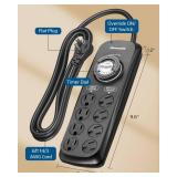 DEWENWILS Mechanical Timer Power Strip with 8 Outlets, 6FT Power Cord & Flat Plug, Overload Protection Mechanical Timer, Outlet Timer Indoor for Tanks, Aquarium, Grow Lights, Reptile Light, UL Listed