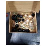 Colorful Balls Cake Topper Pearl Balls Cake Topper Happy Birthday Cake Insert Pick DIY Pile Up Insert for Wedding Birthday Party Baby Shower Cake Decoration (Black and Gold)