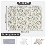 Baby Diaper Changing Pad, 21 5/8 x 31.5 Waterproof Changing Pad Liners - Reusable Soft and Absorbent Portable Changing Mat(Blue Flower1PCS)