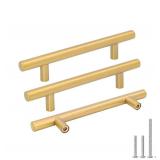 goldenwarm Kitchen Cabinet Pulls Brushed Brass Drawer Handles - Modern Cabinet Drawer Pulls Gold Kitchen Hardware, 4.5in Hole Centers, 5 Pack