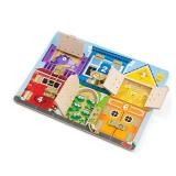 Melissa & Doug Wooden Latches Board Sensory Activity Toy for Kids, Doors and Locks Toy, Wooden Busy Board, Toddler Toys for Ages 3+