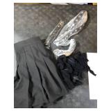 AULKEEP Womens Black Mini Pleated Skirts Goth High Waist A Line Punk Skirt School Uniform Short Skorts with Belt Medium