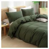 BESTOUCH Cooling Cover for Weighted Blankets 100% Washed Cotton Linen Feel Super Soft Comfortable Chic Breathable Blanket Cover (Olive Green, 60x80)