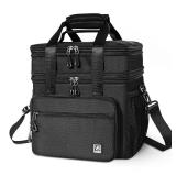 kalyerparty 21L Double Deck Large Capacity Lunch Bag Leak-Proof Insulated Lunch Box for Men & Women Adults, Expandable Cooler Bag for Office Travel Picnic, Multi-Pocket Easy to Clean