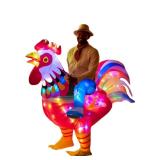 Adult Inflatable Chicken Costumes, LED Light Up Ride-on Rooster, Fancy Dress Funny Jumpsuit Cosplay Halloween Costume for Men Women Birthday Christmas (Chicken, Adult)