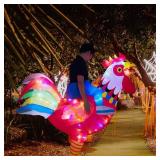 Adult Inflatable Chicken Costumes, LED Light Up Ride-on Rooster, Fancy Dress Funny Jumpsuit Cosplay Halloween Costume for Men Women Birthday Christmas (Chicken, Adult)
