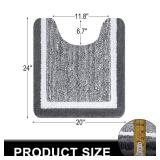 OLANLY Bathroom Rugs Sets 3 Piece, Soft Absorbent Microfiber Bath Mats and U-Shaped Contour Toilet Rug, Home Decor Accessories, Non-Slip, Bath Mat Set for Bathroom (30x20+24x16+24x20, Dark Grey)