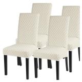 SearchI Dining Room Chair Covers Set of 4, Stretch Jacquard Parsons Chair Slipcovers Super Fit Removable Washable Kitchen Chair Protector Cover for Dining Room, Hotel, Ceremony (Cream)