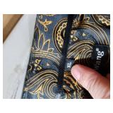 Barry.Wang Black and Gold Men Shirt Silk Paisley Long Sleeve Button Down Dress Shirt Vintage Cowboy Party Casual Western Club XL