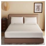 100% Egyptian Cotton Fitted Sheet Full Size, 600 Thread Count, 8-16 Deep Pocket Sheet, Soft & Elastic Sateen Weave Bottom Sheet for Hotel & Home (Light Beige, 1 Pack Fitted Sheet Only,Full)