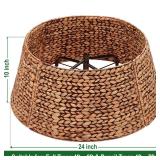 CENBOSS Rattan Christmas Tree Collar, Wicker Tree Skirt & Stand Base Cover (Brown Wash, 24 inch)