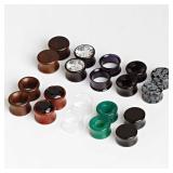 TBOSEN 20 pcs Set Mixed Stone Ear Plugs Wood Tunnels Double Flare Saddle Stretching Gauges Expander Body Piercing Set Gauge 2g - 5/8 inch