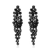 EleQueen Sparkle Marquise Rhinestone Crystal Statement Dangle Earrings for Women, Black-Tone Black Crystals Art Deco Prom Chandelier Jewelry for Wedding Bridal