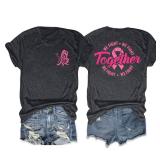 Breast Cancer Awareness Shirt Women Breast Cancer Survivor Shirts Pink Ribbon We Fight Together Warrior Short Sleeve Top 2XL
