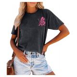 Breast Cancer Awareness Shirt Women Breast Cancer Survivor Shirts Pink Ribbon We Fight Together Warrior Short Sleeve Top 2XL