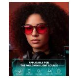 TIJN Sleep Glasses with Blue Green Light Blocking, Red Light Lens for Computer Gaming, Screen Fatigue & UV Protection