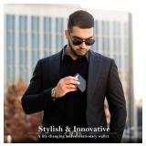 SERMAN BRANDS Money Clip Wallet - Mens Wallets slim Front Pocket RFID Blocking Card Holder Minimalist Mini Bifold (Charcoal Black Transformer)