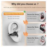 Clip On Earbuds, Wireless Bluetooth 5.3 Lightweight Comfort Bone Conduction Open Ear Headphones with LED Digital Display Charging Case Sport Built-in Mic IPX7 Waterproof for Running Fitness, Black