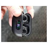 Clip On Earbuds, Wireless Bluetooth 5.3 Lightweight Comfort Bone Conduction Open Ear Headphones with LED Digital Display Charging Case Sport Built-in Mic IPX7 Waterproof for Running Fitness, Black