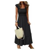 Anrabess Black Ruffled Sleeveless Dress XL