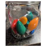 Christmas Light Bulb Collection in Decorative Glass Jar