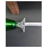 Emerald Green Glass Goblets with Crystal Base