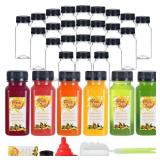 Mrhuazhai 30pcs 6oz Empty Plastic Juice Bottles with Caps Reusable PET Food Grade Drink Bottles with Leak-Proof Tamper Evident Caps Bulk Clear Beverage Containers for Homemade Drinks Smoothie Milk