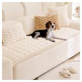 Tiwwie Couch Cover for Dogs Fuzzy Sofa Covers for Pet, Geometric Jacquard Coral Pet-Friendly Washable Non-Slip Sofas Slipcover Cushion Protector Pets Mat Dog Bed Mats