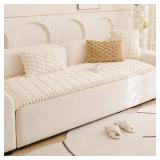 Tiwwie Couch Cover for Dogs Fuzzy Sofa Covers for Pet, Geometric Jacquard Coral Pet-Friendly Washable Non-Slip Sofas Slipcover Cushion Protector Pets Mat Dog Bed Mats